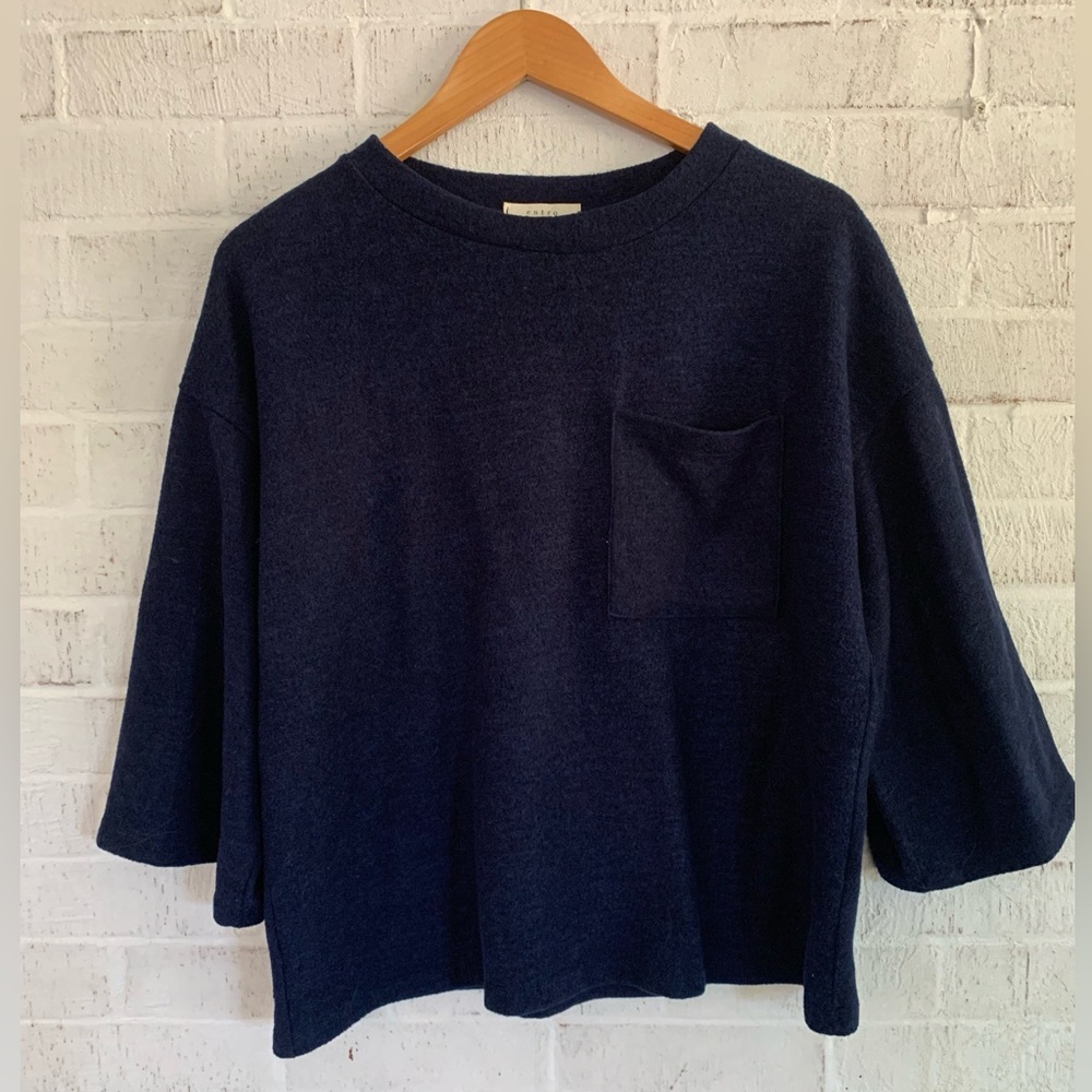 Anthropologie Entro Cropped Fleece Sweatshirt Top